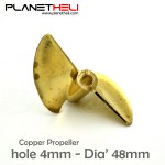 2 Blades Brass Copper Propeller for RC Boat 4mm Shaft Screw and 48mm Diameter